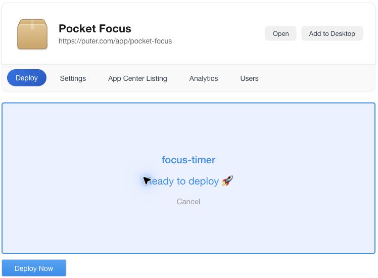Pocket Focus project folder ready to deploy