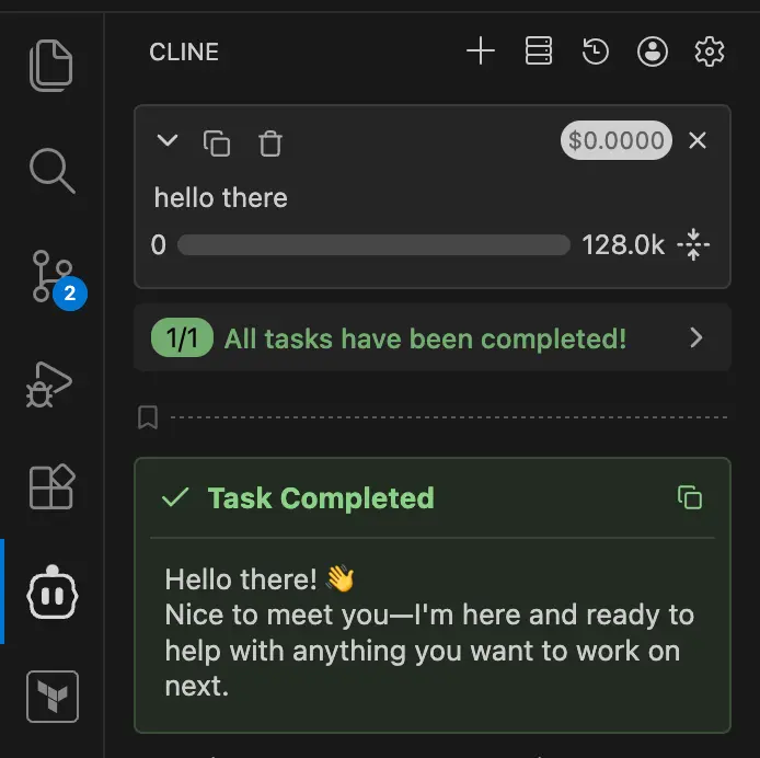 Cline chat working with Puter AI model
