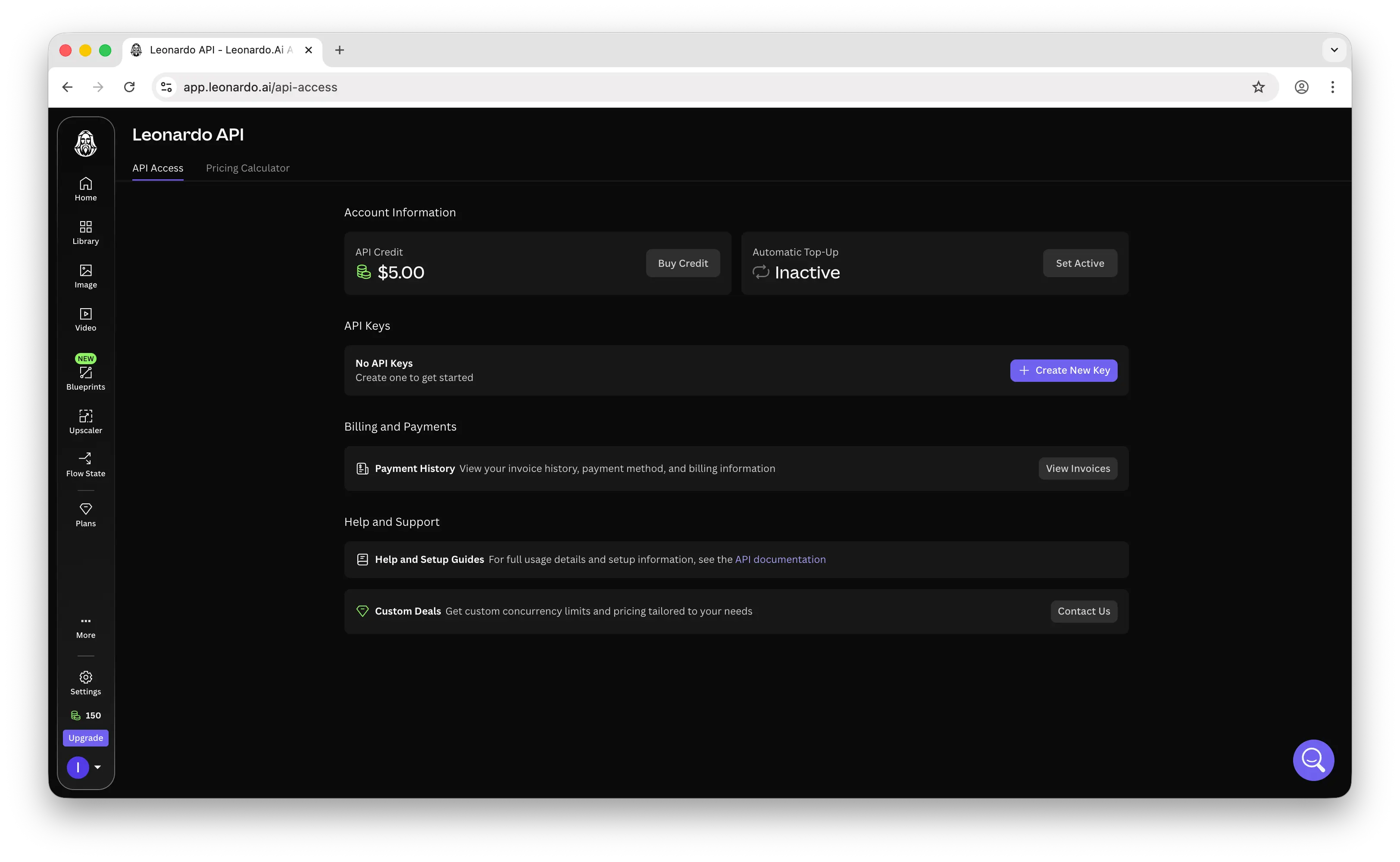 Leonardo.Ai API Access page