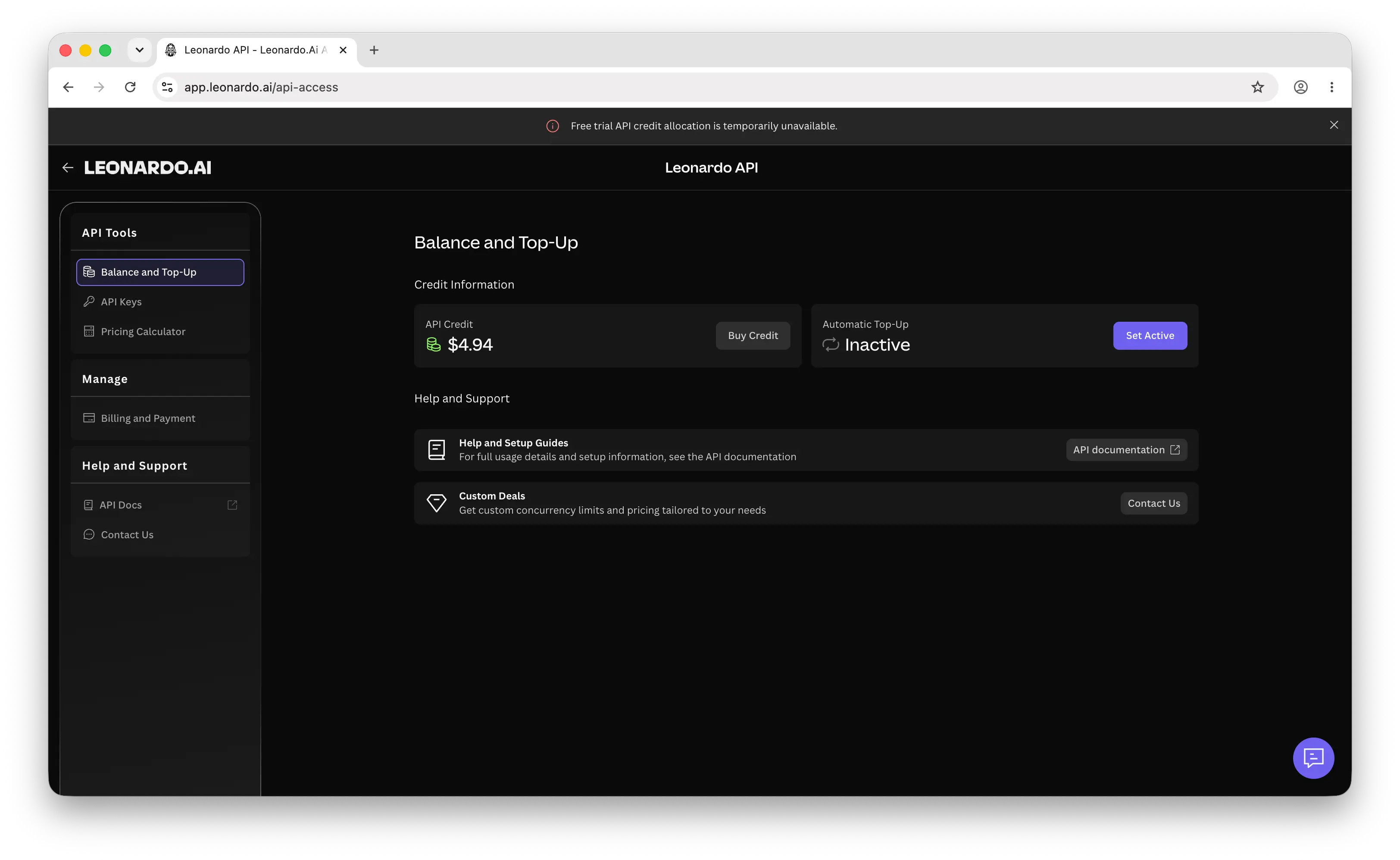 Leonardo.Ai dashboard