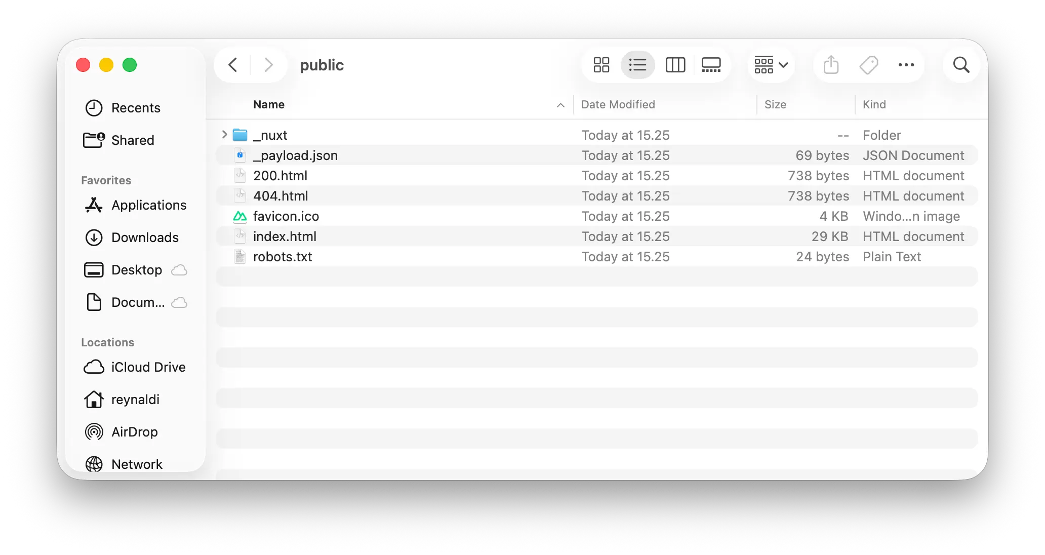Nuxt static output folder