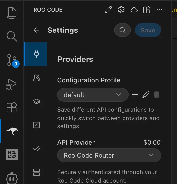 Roo Code settings