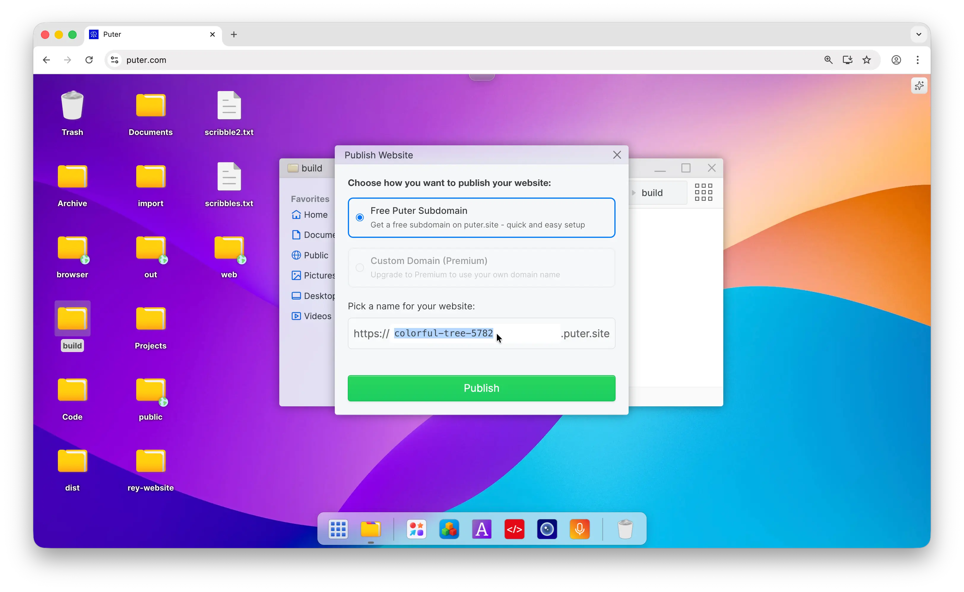 Choose free subdomain