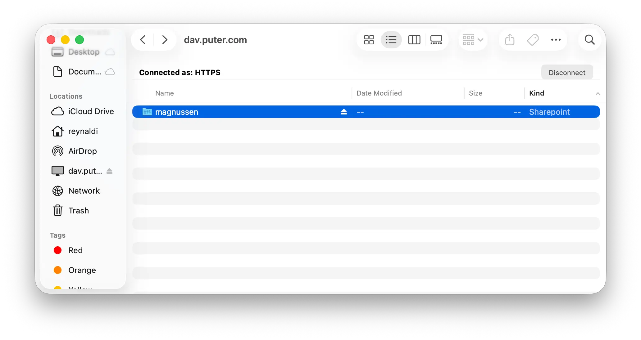 Puter files accessible via WebDAV