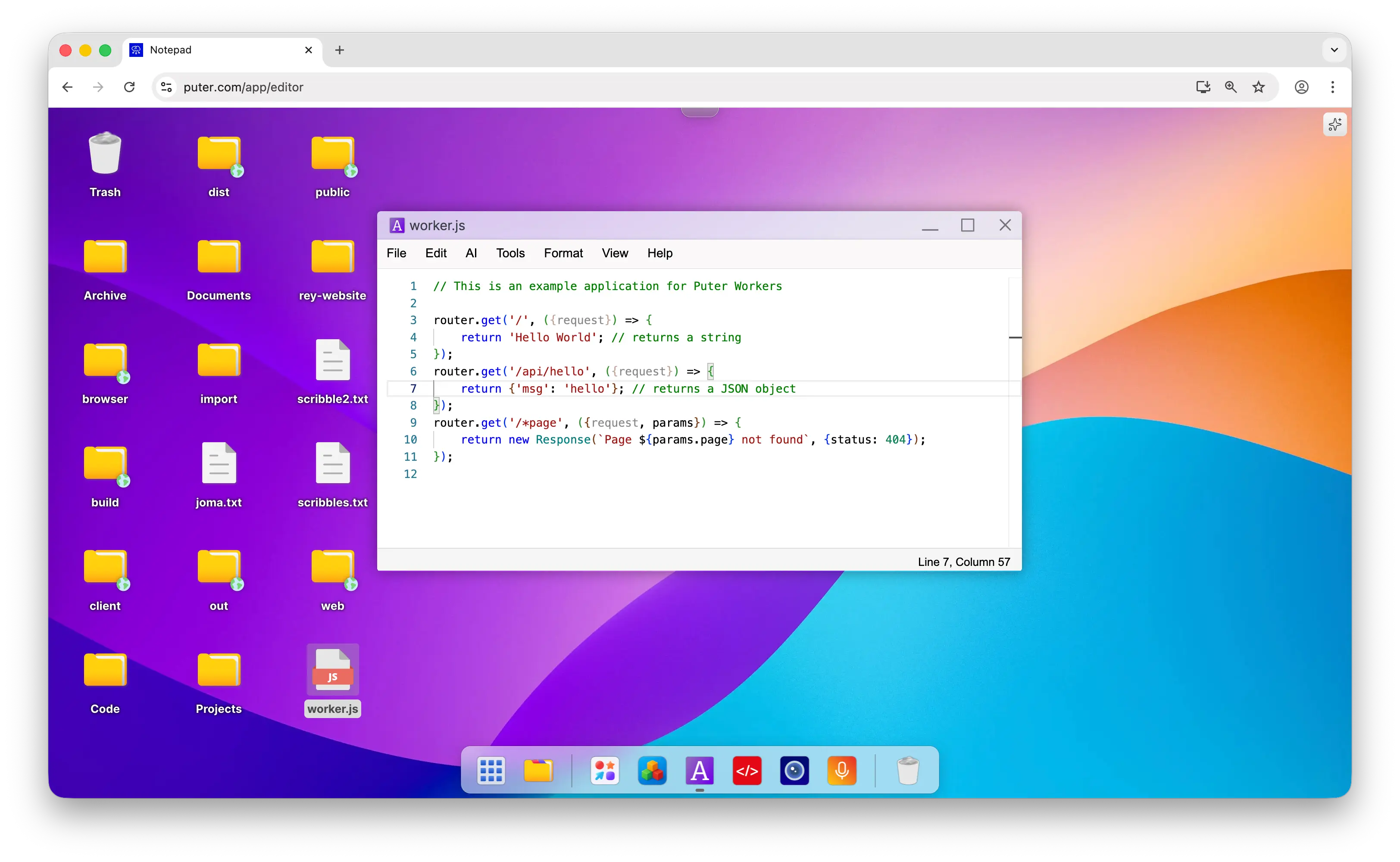 Puter Serverless Workers Code